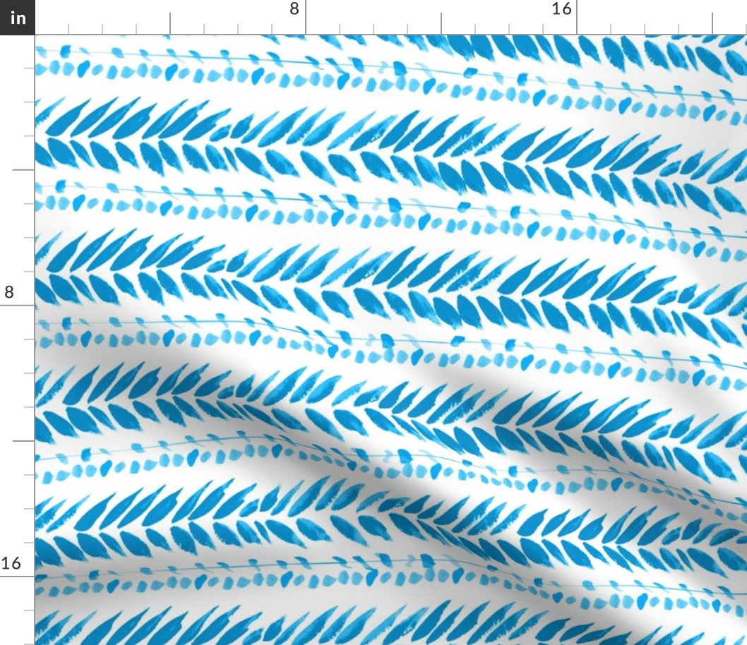turquoise and white large leaf stripe 