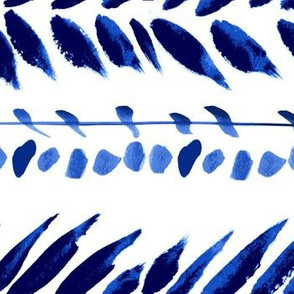 blue and white extra large leaf stripe 