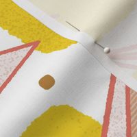 Midcentury Modern Paper Airplanes on Yellow and White - Large