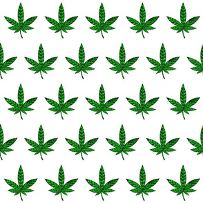 Green Stained Glass Cannabis Leaves