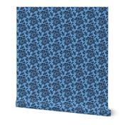 black lace flower on blue - small