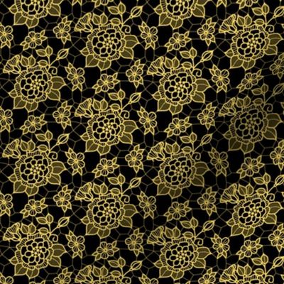 gold lace flower on black - small