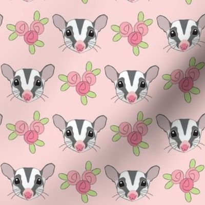 sugar glider faces and roses