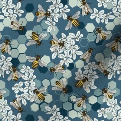 Save The Honey Bees Teal - Blue - Small