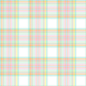 pastel plaid white with green accents