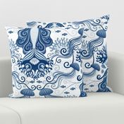 Meditating Mermaid Toile - Mindful Mermaids Damask