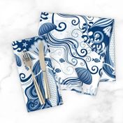 Meditating Mermaid Toile - Mindful Mermaids Damask