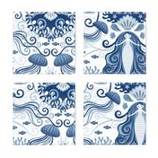 Meditating Mermaid Toile - Mindful Mermaids Damask