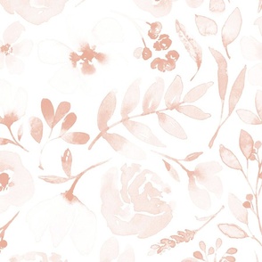 Faded floral Peach Tea Watercolor Flowers