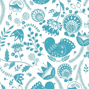 Birdie toile teal 1