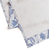 Blue florals and bird Toile de Jouy  735 mm x 900 mm repeat