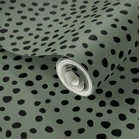 Thick spots and speckles panther animal skin abstract minimal dots in camo army green black