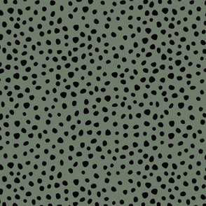 Thick spots and speckles panther animal skin abstract minimal dots in camo army green black