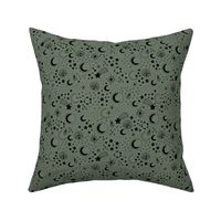 Mystic Universe party sun moon phase and stars sweet dreams camo army green neutral black