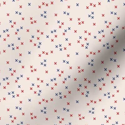 Blue and red american crosses abstract cross design national holiday 4th of july print beige XS