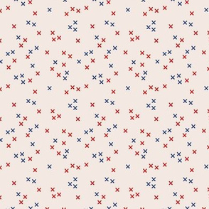 Blue and red american crosses abstract cross design national holiday 4th of july print beige XS