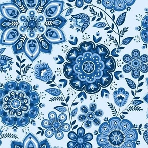 Folk Floral blue