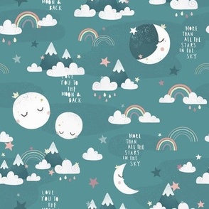 Love you to the moon and back - teal small