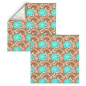 Vintage floral brown & teal