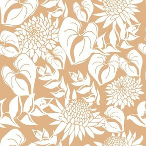 Light Tan Tropical floral 