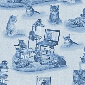 Working from Home two tone Delft Blue