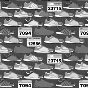 Running Shoes & Racebibs - Grayscale -  Small Scale