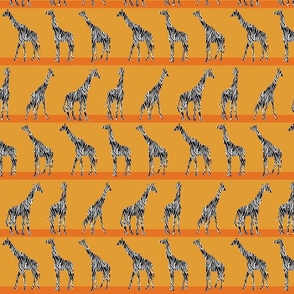 Zebra giraffes on orange stripes small