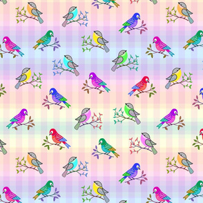 Love Birds #1 - Rainbow gingham, large