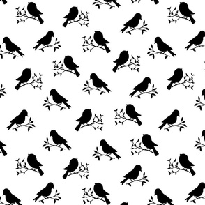 Love Birds - Black silhouettes on white, large