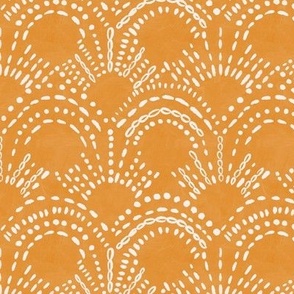 Embroidered Sunshines (white on orange)