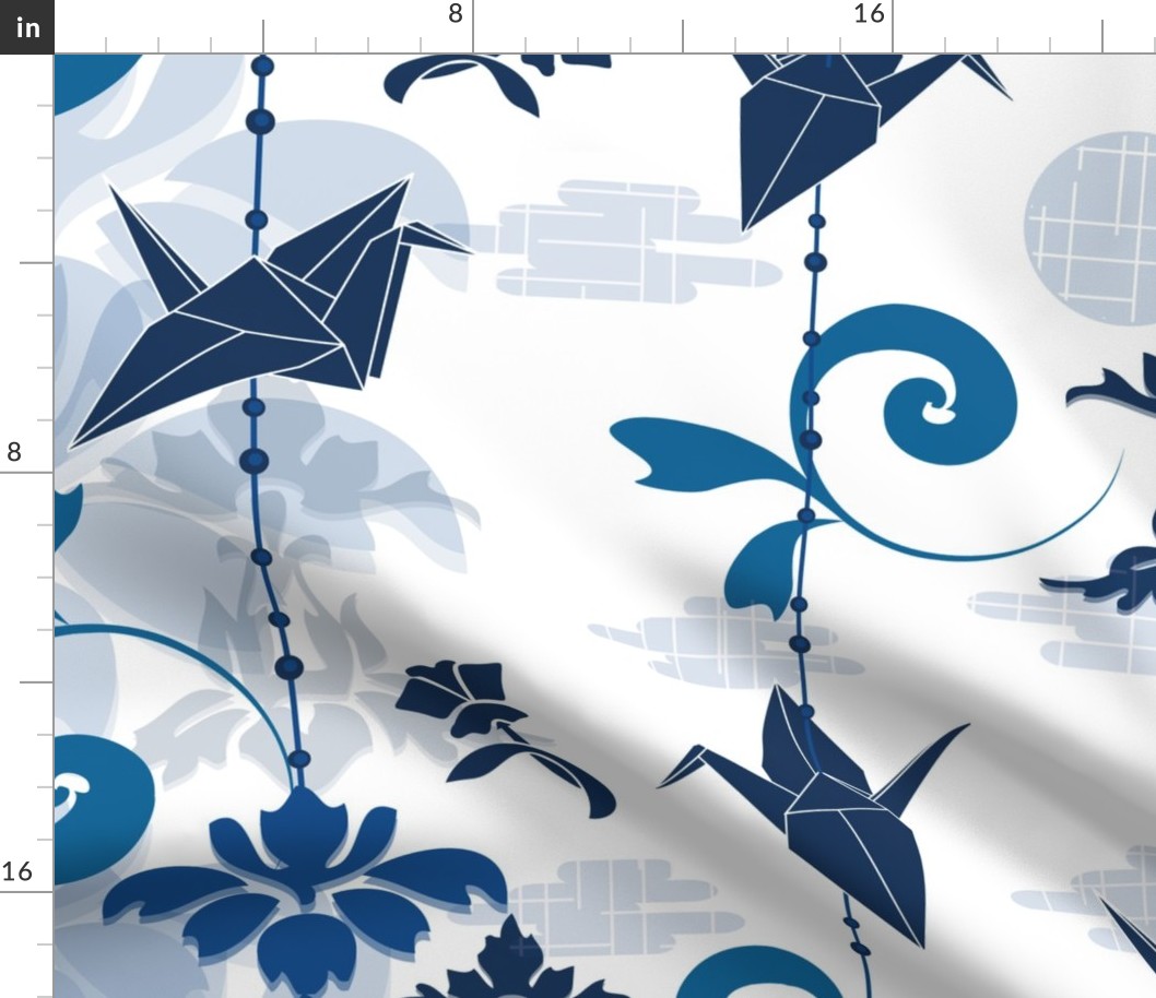 Wall Toile interpretation origami birds