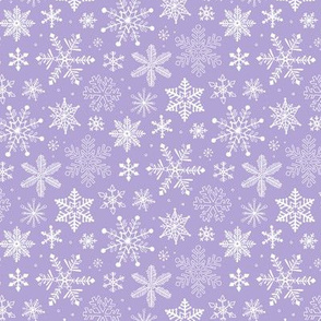 Snowflakes Winter Christmas  on Lavender Purple Smaller 1,5 inch