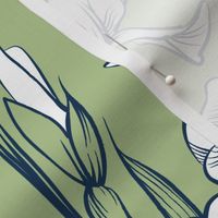 Toile Just Iris | Navy+White+Celery Green