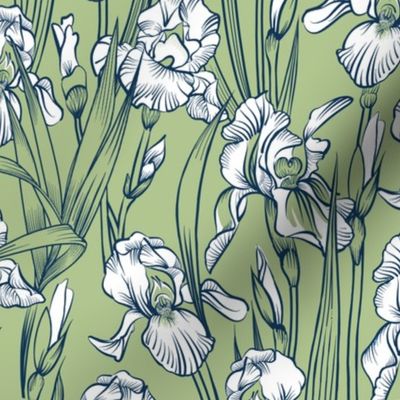 Toile Just Iris Small | Navy+White+Celery Green