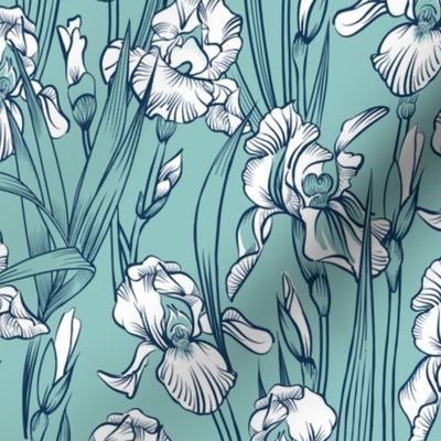Toile Just Iris Small | Navy+White+Light Teal