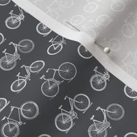 Retro Antique Bicycles in White with Chacoal Gray Background (Mini Scale)