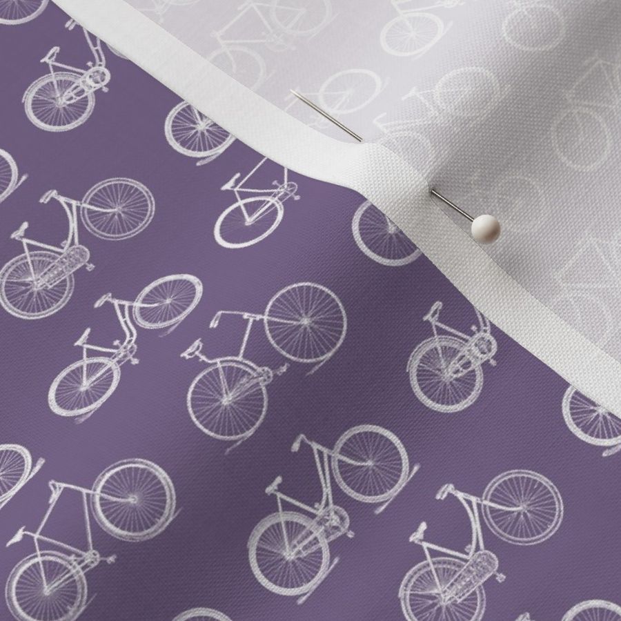 Retro Antique Bicycles in White with Mauve Purple Background (Mini Scale)