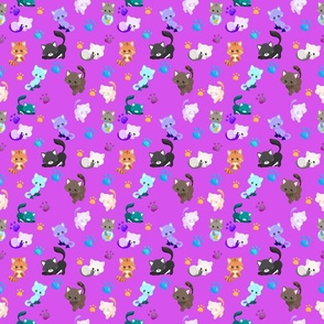 Colorful Kitties on Magenta