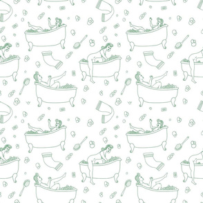 bath time toile dark green