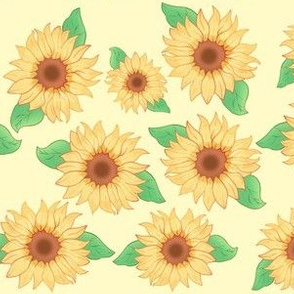 summer sunflowers on yellow