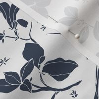  Delicate Flower Petals, Navy Blue Petals on Off-White