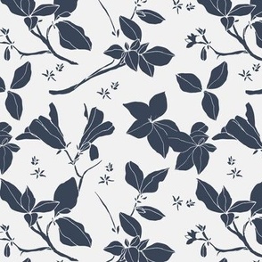  Delicate Flower Petals, Navy Blue Petals on Off-White