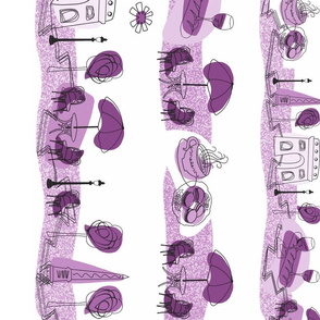 Avenue des Champs-Elysees V in Violet-Border Print