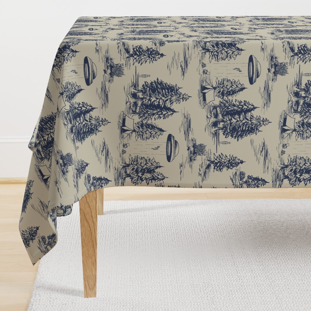 Large-Scale Alien Abduction Toile De Jouy Pattern in Blue