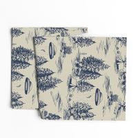 Large-Scale Alien Abduction Toile De Jouy Pattern in Blue