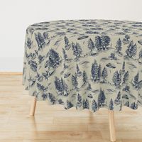 Large-Scale Alien Abduction Toile De Jouy Pattern in Blue