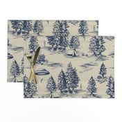 Large-Scale Alien Abduction Toile De Jouy Pattern in Blue