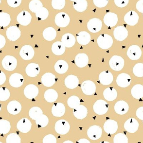 Polka dots and triangles geometric minimal Scandinavian boho insian summer neutral nursery soft ginger yellow white