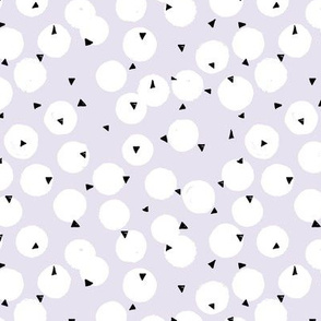 Polka dots and triangles geometric minimal Scandinavian boho insian summer neutral nursery soft lilac lavender purple
