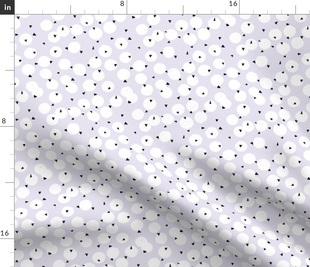 Polka dots and triangles geometric minimal Scandinavian boho insian summer neutral nursery soft lilac lavender purple